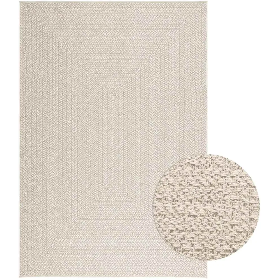 vidaXL Vloerkleed ZIZUR room binnen en buiten 140x200 cm jute look crème, foto 4