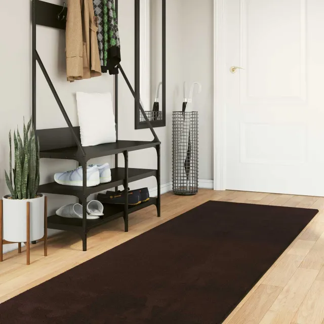 vidaXL Vloerkleed HUARTE Bruin 80 x 400 cm 100% Polyester Plat, foto 2