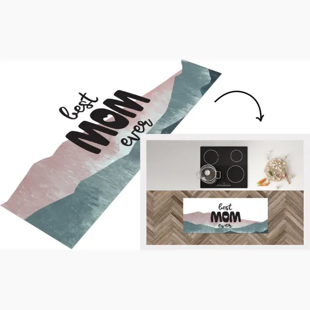 KitchenYeah Keukenloper - Loper keuken - Spreuken - Quotes Best Mom Ever - Moederdag - Mama cadeau - Keukenloper vinyl Multicolor