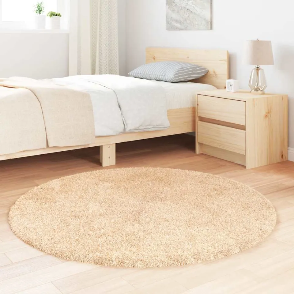 vidaXL Hoogpolig vloerkleed NAVARRA 120x120 cm polyester beige, foto 3