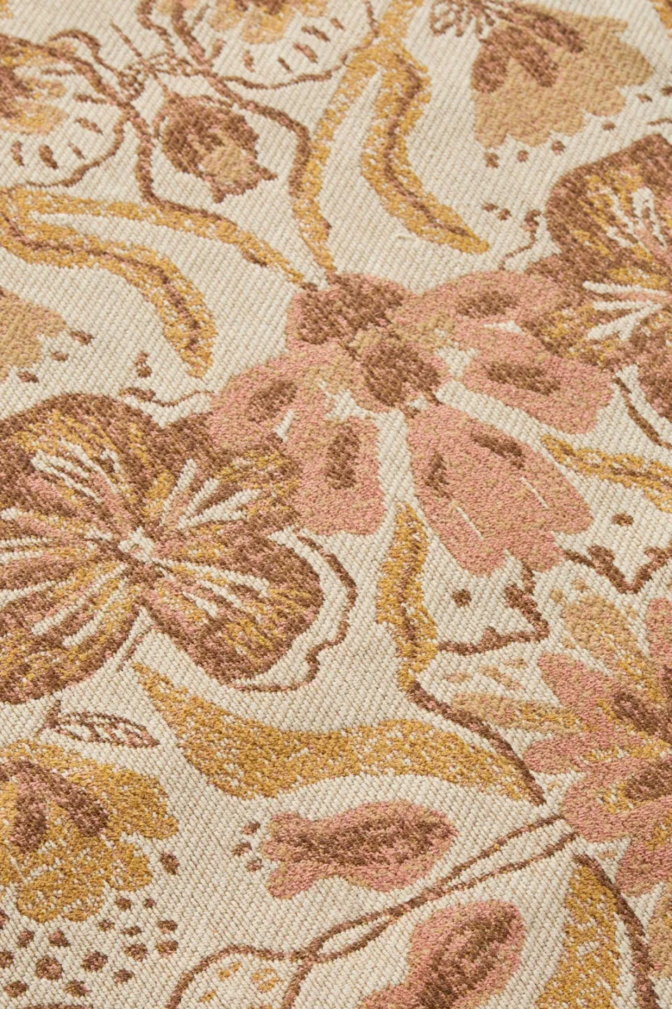 NOUS Living laagpolig gebloemd vloerkleed Roman oker/roze, foto 6