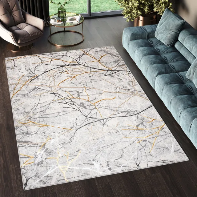 Tapiso Golden Vloerkleed Abstract Grijs Zilver Modern Tapijt Maat- 120x170 Grijs 2