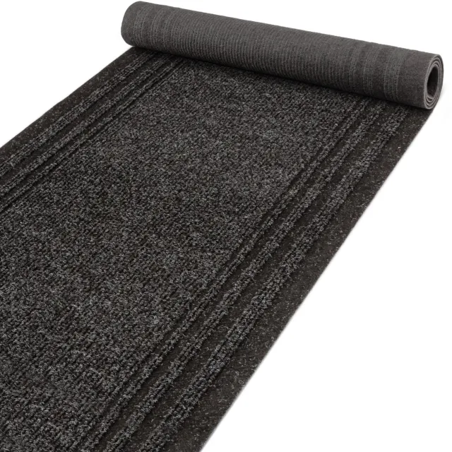 ANRO Loper Passat Antraciet 350x67cm – Schoonloopmat Gangloper Vuilvangmat Antislip Op Maat