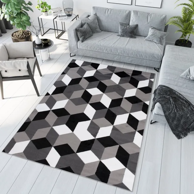 Tapiso Maya Vloerkleed Antraciet Woonkamer Tapijten Grijs Zwart Wit