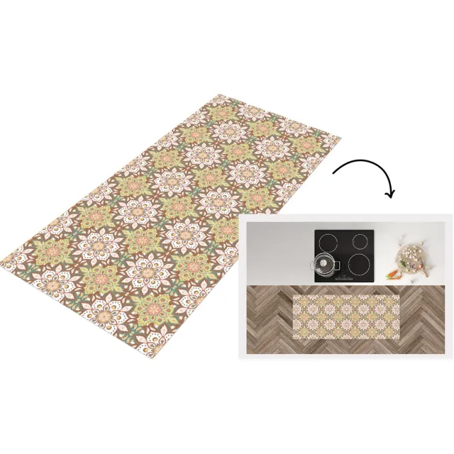 KitchenYeah Keukenloper 120x50 cm - Keukenmat vinyl Mandala - Bohemian - Bloemen - Patronen - Keukenmatten loper - Keuken vloerkleed tapijt