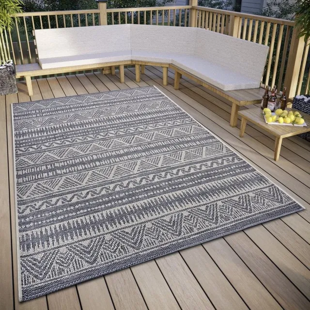 flycarpets Clyde Binnen & Buitenkleed Vloerkleed Loto Grijs / Beige