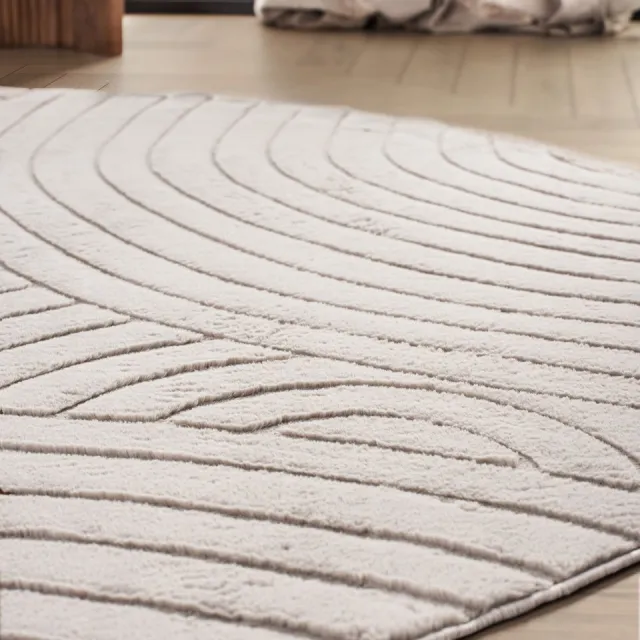 Carpetique Rond Japandi Vloerkleed - Ovara Zenith Taupe