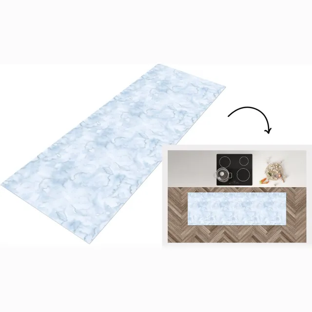 KitchenYeah Keukenloper - Loper keuken - Patronen - Waterverf - Grijs - Marmer - 180x60 cm - Keukenloper vinyl Multicolor