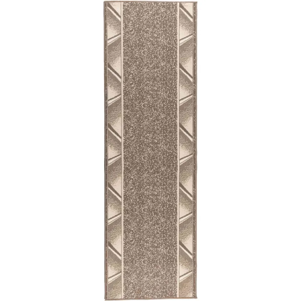 vidaXL Tapijtloper FLORNES Geweven Taupe Zigzag 67 x 250 cm PP 7 mm