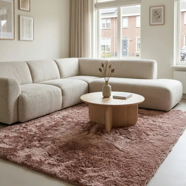 DÉJA Living Vloerkleed 200x290cm - Hoogpolig Zalm Stof - Mana Koraal