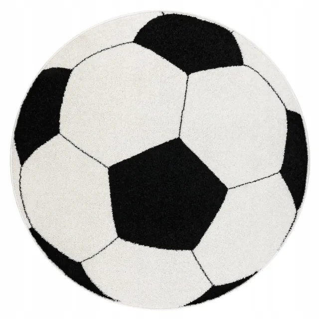 Dywany Łuszczów Zwart-wit Voetbal Vloerkleed Rond 80cm - Zilver Collectie