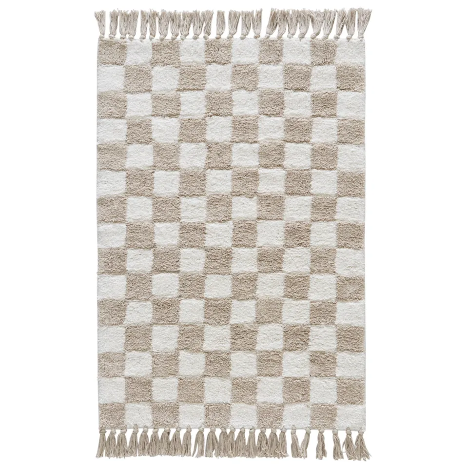 NOUS Kids kindervloerkleed Checker board beige beige/off white