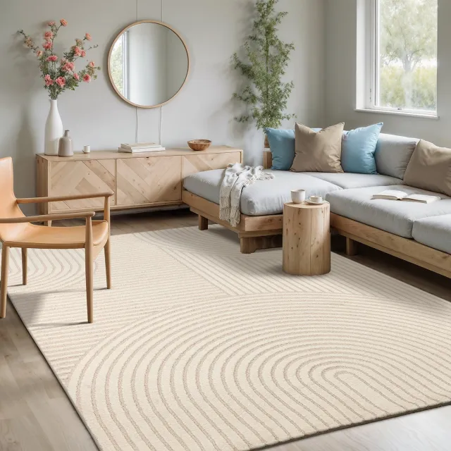 Mia´s Teppiche Mia’s Teppiche Atlas – modern vloerkleed met 3D structuur, fluweelzacht & onderhoudsvriendelijk, beige, 160 x 230 cm