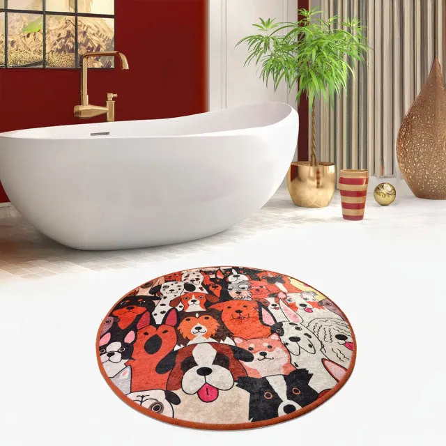 Bosdela Kinder- en Babykleed Honden Ø 140 cm Ronde Wasbare, zachte en comfortabele badmatten - toiletmat + badmat - slaapkamerkleed - kinderkamerkleed - woonkamerkleed, geschikt voor elke ruimte. gemengd