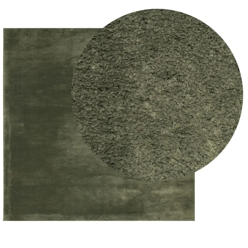 vidaXL Vloerkleed HUARTE Green 240 x 240 cm 100% Polyester Plat, foto 2