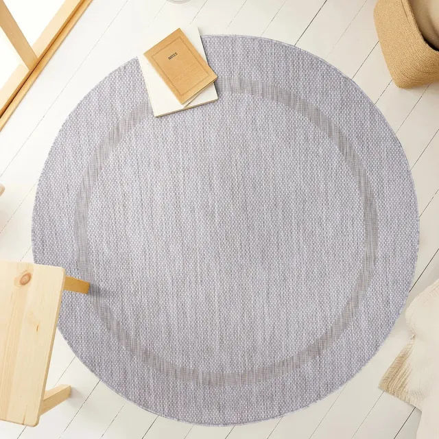 Muratap Relax Uni Binnen en Buiten - Rond Vloerkleed - Indoor & Outdoor - Laagpolig Effen - Zilver- 120 CM ROND