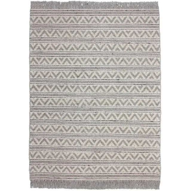 Dutch XXL Wollen Vloerkleed | Tapijt | Natura | Geometrisch | Naturel/Zilver Naturel / Zilver