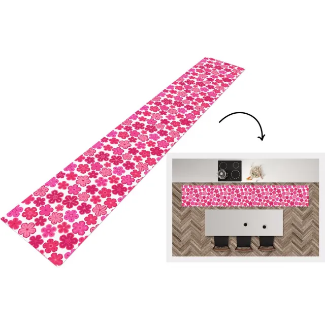 KitchenYeah Keukenloper - Loper keuken - Bloemen - Roze - Patronen - Keukenloper vinyl Multicolor