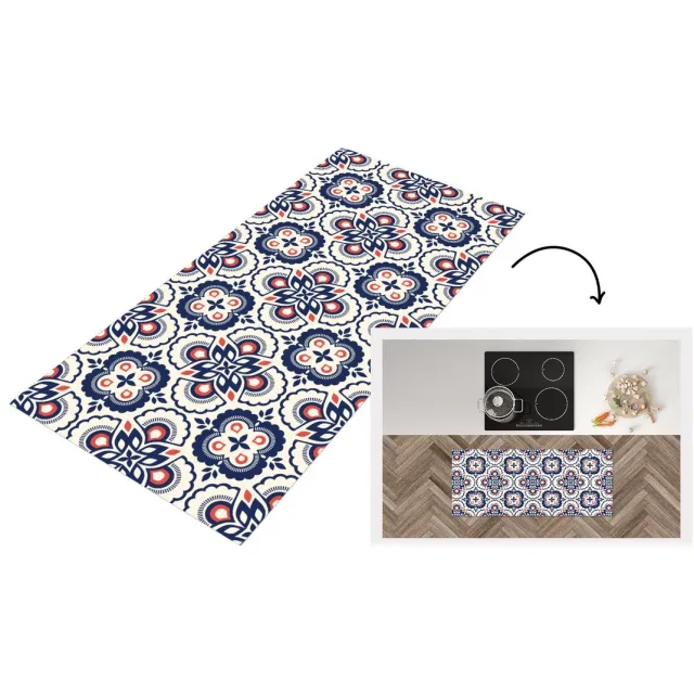 KitchenYeah Keukenloper 120x50 cm - Keukenmat vinyl Bloemen - Retro - Design - Keukenmatten loper - Keuken vloerkleed tapijt
