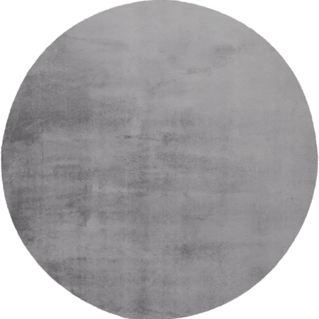 Padiro rond laagpolig vloerkleed met zachte uitstraling Ø 160 cm - lichtgrijs - modern effen ontwerp - met een zachte uitstraling - voor vloerverwarming - van polyester en katoen