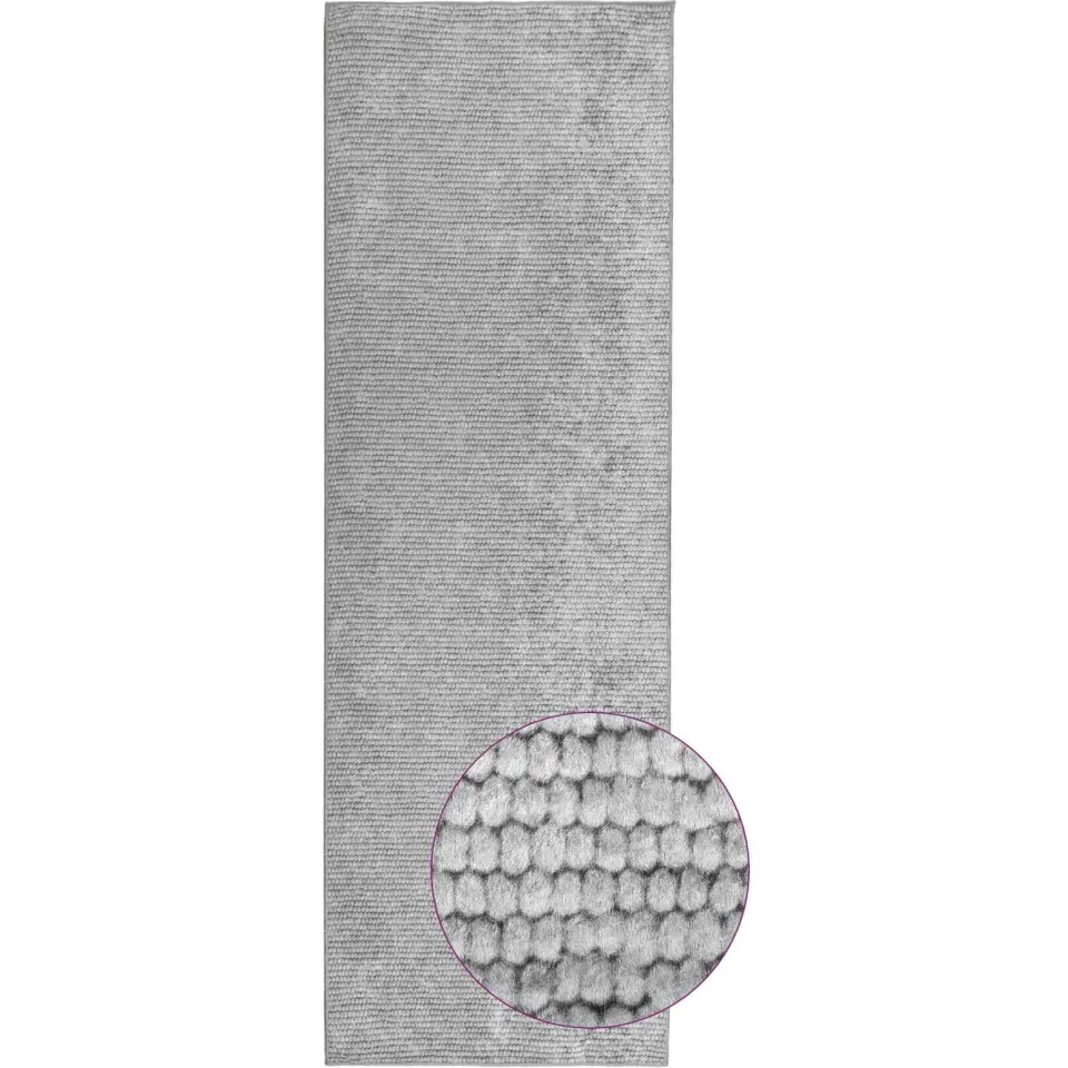 vidaXL Vloerkleed Grijs 50 x 300 cm 100% Polyester 3 mm Wasbaar, foto 3