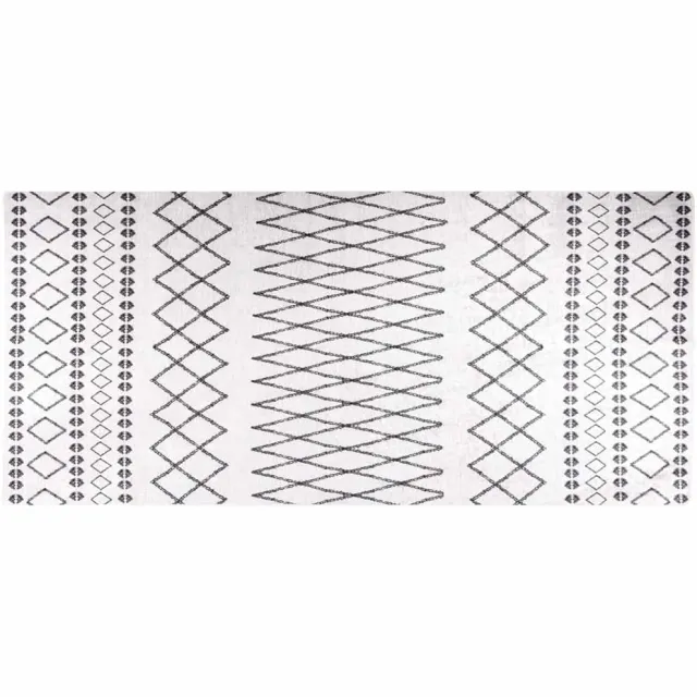 vidaXL Vloerkleed wasbaar 80x300 cm wit en zwart