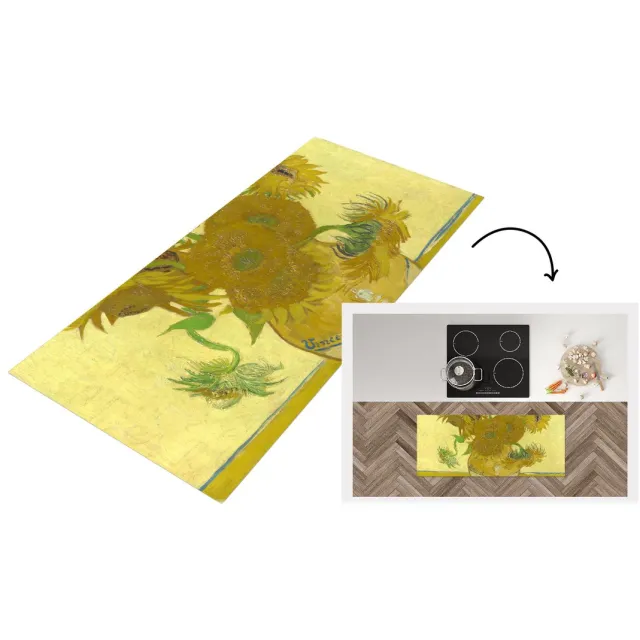 KitchenYeah Keukenloper - Loper keuken - Zonnebloemen - Vincent van Gogh - Keukenloper vinyl Multicolor