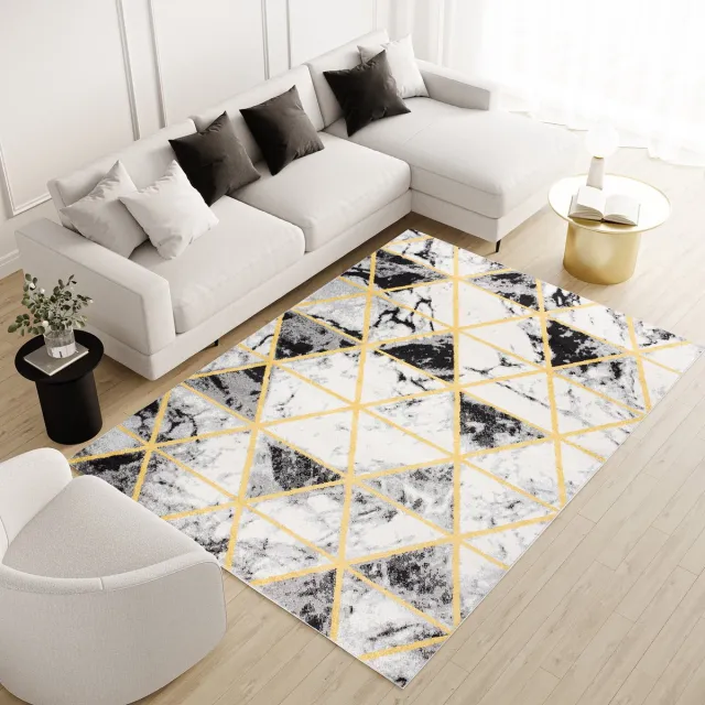 Tapiso Malesia Vloerkleed Geel Abstract Tapijt Maat- 300x400