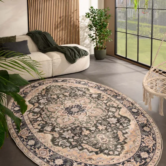 Heritaged Vintage buitenkleed ovaal - Valenca Fino beige/groen 230x330