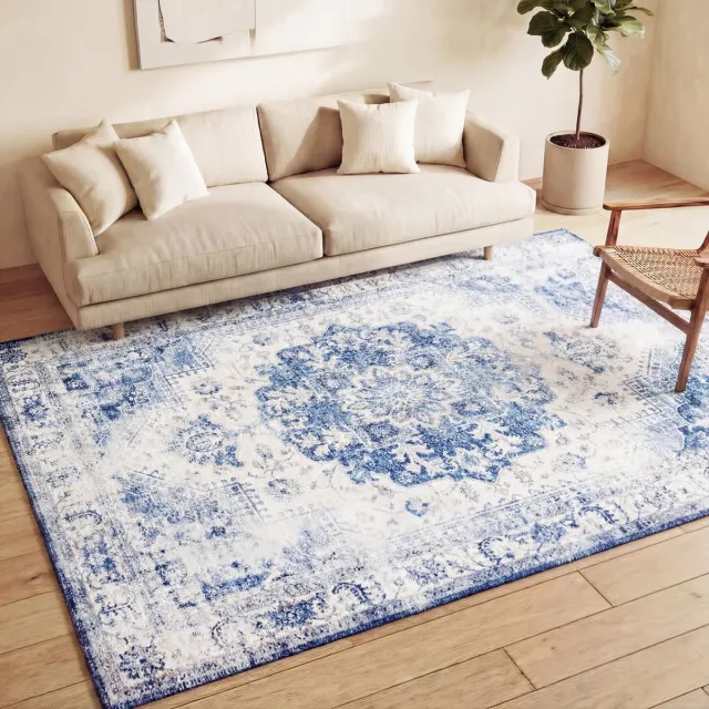 Fraai Vintage vloerkleed - Lago Blauw | Hoge kwaliteit - 80x150cm