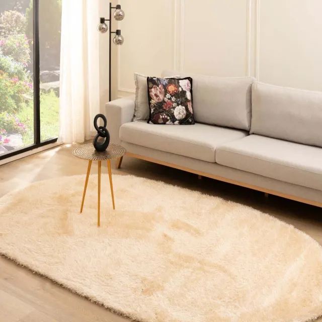 Tapeso Velvet vloerkleed ovaal - Posh champagne 280x380