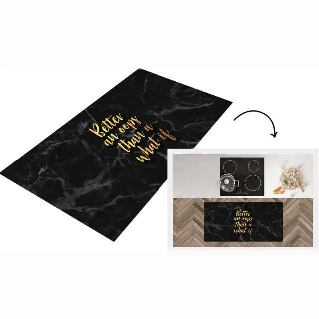 KitchenYeah Keukenloper - Loper keuken - Quotes - Motivatie - Goud - Marmer - Keukenloper vinyl Multicolor