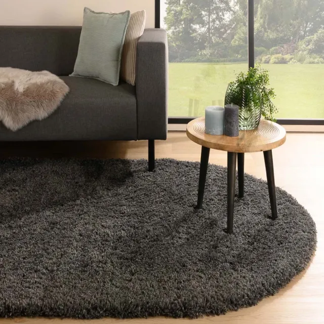 Tapeso Vloerkleed ovaal hoogpolig - Cozy Shaggy donkergrijs 100x150