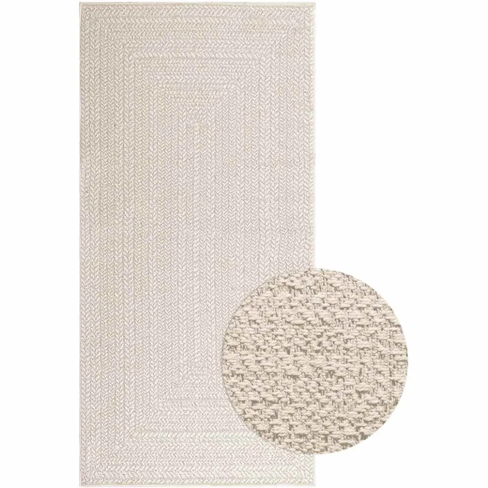 vidaXL Vloerkleed ZIZUR room binnen en buiten 100x200 cm jute look crème, foto 3