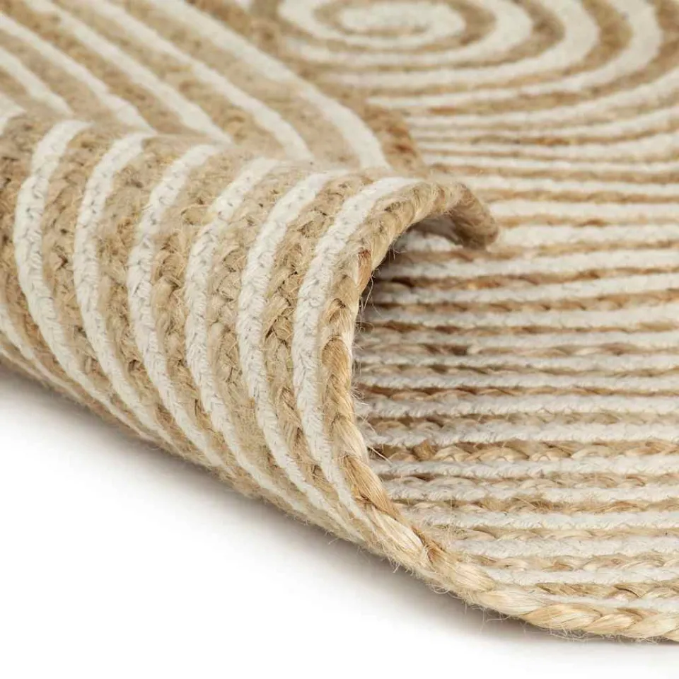 vidaXL Vloerkleed handgemaakt met spiraal ontwerp 120 cm jute wit, foto 2