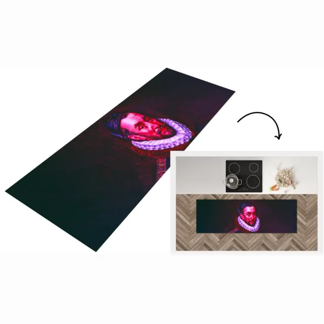 KitchenYeah Keukenloper - Loper keuken - Willem van Oranje - Adriaen Thomasz - Rood - Keukenloper vinyl Multicolor