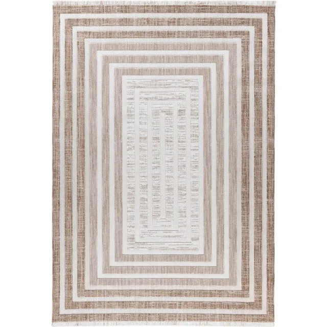 Padiro design laagpolig vloerkleed - lichtbeige - modern geometrisch patroon - voor vloerverwarming - van polyester en katoen
