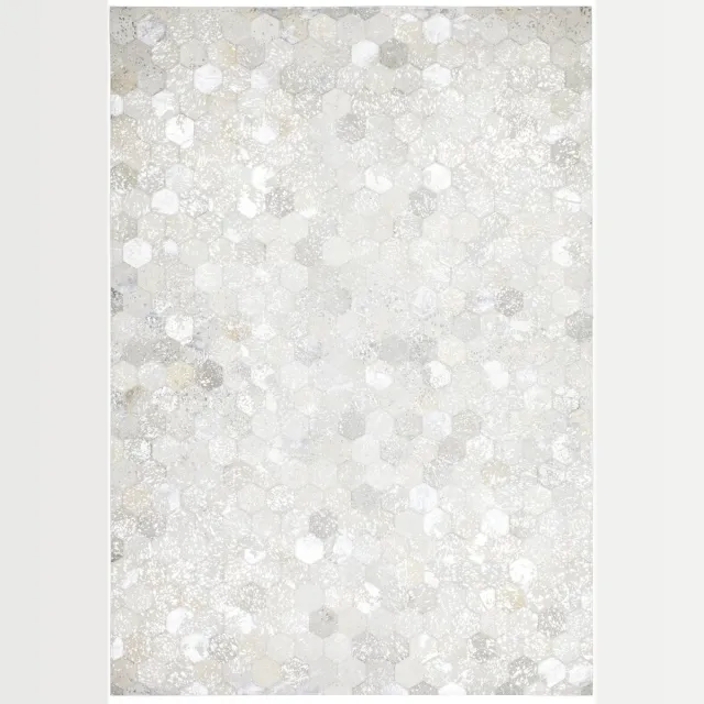 Padiro design laagpolig vloerkleed 120 x 170 cm - lichtbeige - grafisch stippenpatroon - voor vloerverwarming - van leer en katoen