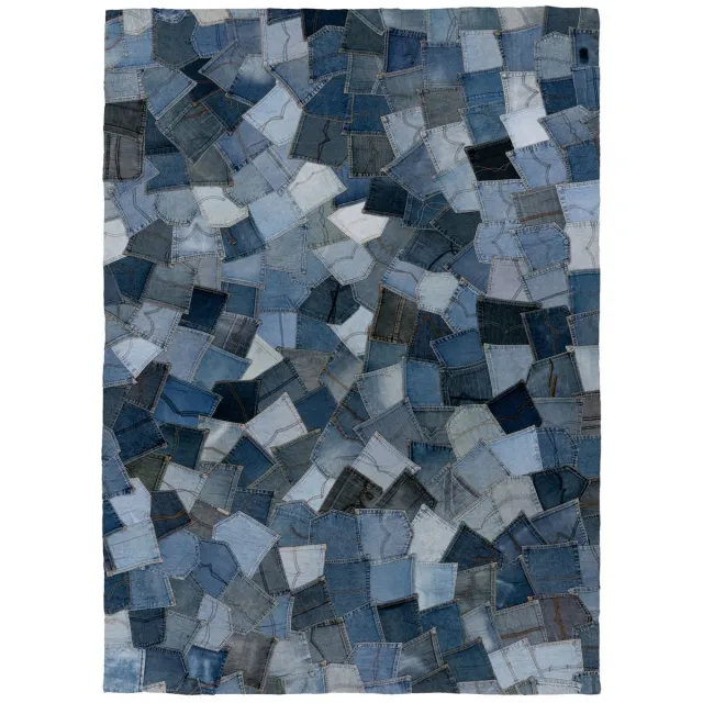 Dutch XXL Laagpolig Vloerkleed | Tapijt | Urban | Denim | Patchwork | Blauw, foto 2