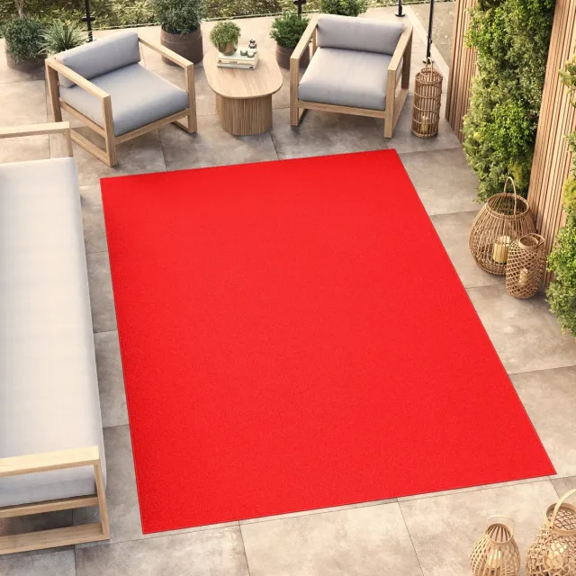 Tapiso Mono Vloerkleed Rood Binnen en Buiten Tapijt