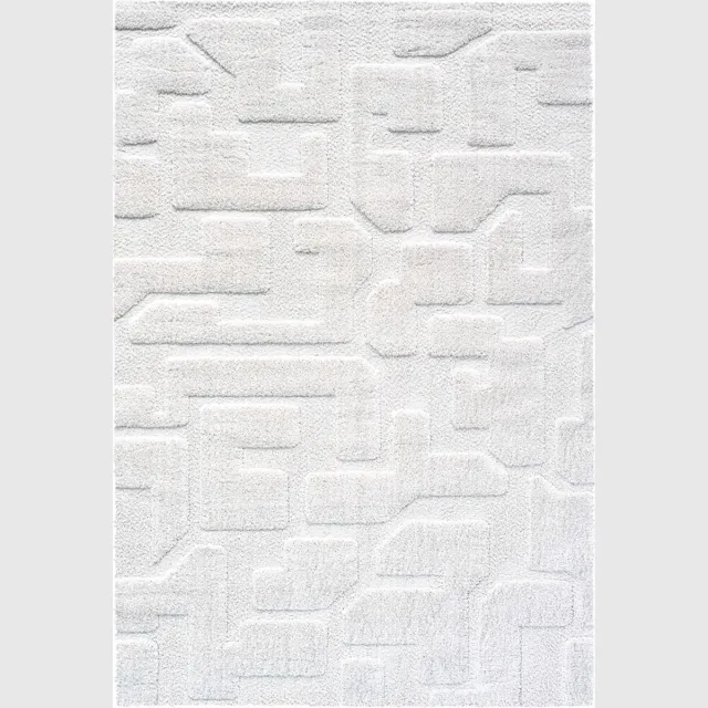 Veer Carpets Vloerkleed Liana Creme - Organisch Design Vloerkleed met Hoog-Laag Structuur in Scandinavische / Japandi Stijl