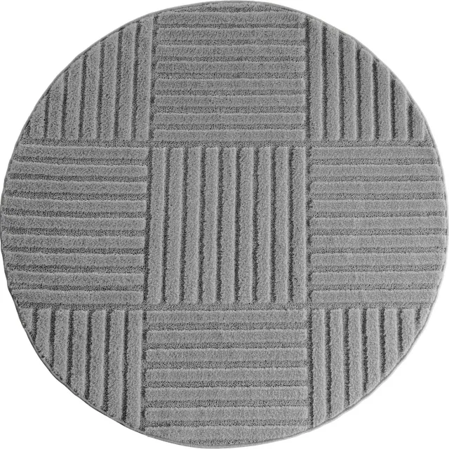 Muratap Japandi Art Kubic - Rond Scandinavisch Vloerkleed - Laagpolig Effen - Grijs- 200 CM Ø