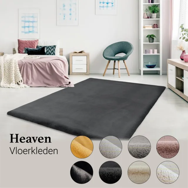 Tapijtenmagazijn Lalee Heaven - Vloerkleed - Tapijt – Karpet - Hoogpolig - Superzacht -comfy Fluffy - rabbit fur- 120x170 cm Antraciet