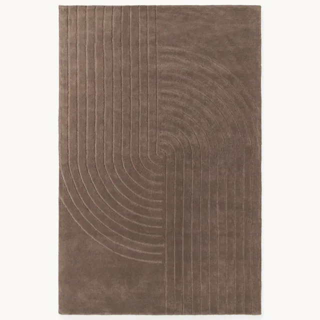Westwing Collection Handgetuft wollen hoog-laag vloerkleed Mason Bruin