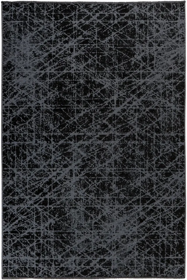 Padiro design laagpolig vloerkleed 120 x 170 cm - donkergrijs - modern abstract ontwerp - voor vloerverwarming - van polyester en katoen