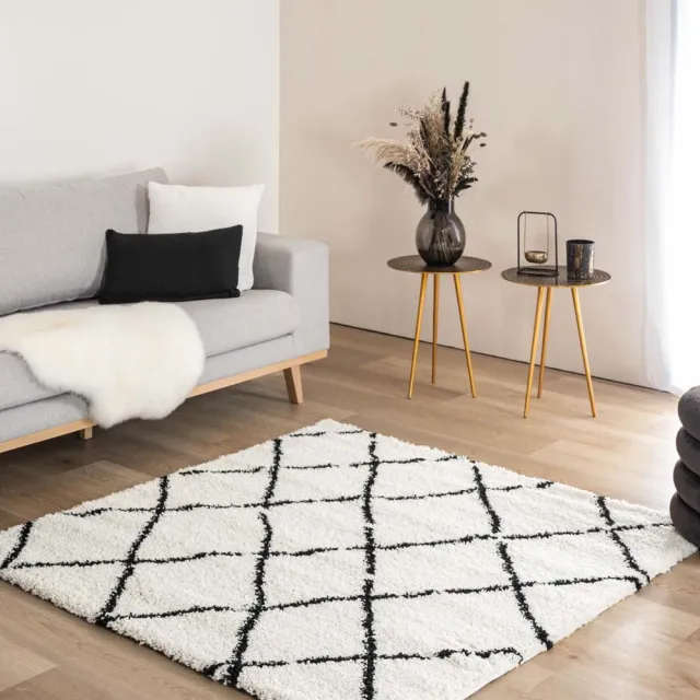 Boho&me Vierkant berber vloerkleed - Artisan wit/zwart 200x200