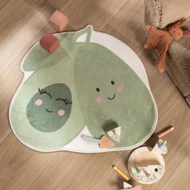 Little Olly Wasbaar kindervloerkleed - Berry Avocado Groen - Ø 100 cm