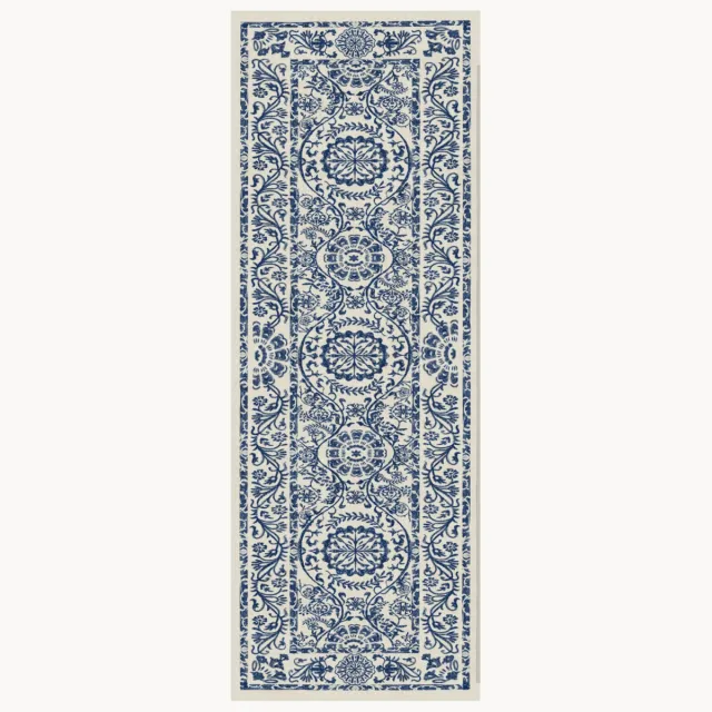 Ruggable Wasbare laagpolige loper Delphina Blauw