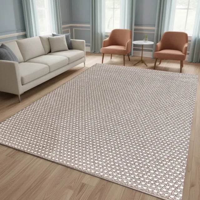 TapisTrend Designer tapijt Beige 160x220 cm Effen binnen-/buitenkleed met een moderne geweven textuur, geschikt voor terras, balkon en woonkamer