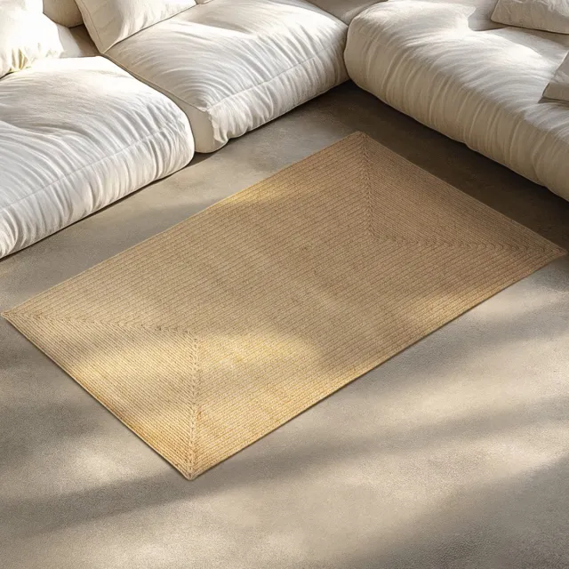 Tectake Vloerkleed 80 x 150 cm – Gevlochten Kleed in Jute-Look – Boho Vloerkleed voor Binnen en Buiten – Weerbestendig en Onderhoudsvriendelijk – Natuurkleur